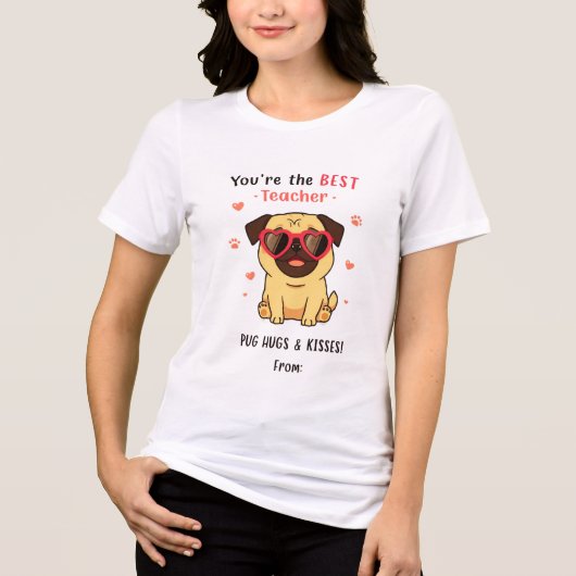 Du bist der beste Lehrer Pug Design Tri-Blend Shirt (Vorderseite)