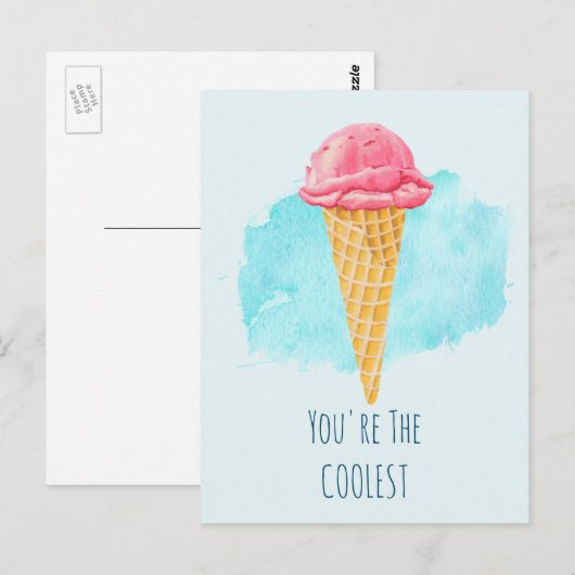 Du bist der Coolste rosa Eiskrem Postkarte (Vorne/Hinten)