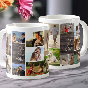 Du bist der Eine 14 Fotos Collage Holzpanel Kaffeetasse