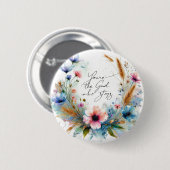 Du bist der Gott, der Bleibe, Aquarellblume Button (Vorne & Hinten)