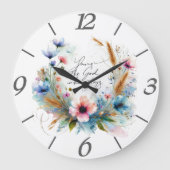 Du bist der Gott, der Bleibe, Aquarellblume Große Wanduhr (Vorderseite)