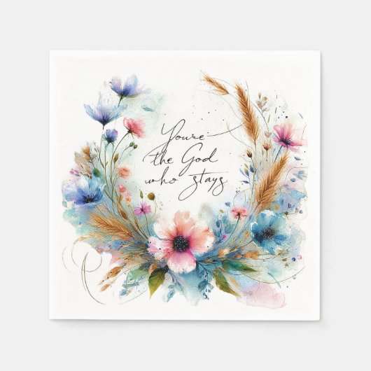 Du bist der Gott, der Bleibe, Aquarellblume Serviette (Vorderseite)