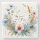 Du bist der Gott, der Bleibe, Aquarellblume Steinuntersetzer (Vorderseite)