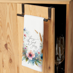 Du bist der Gott, der bleibt, Aquarell-Blumen Geschirrtuch