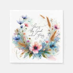 Du bist der Gott, der bleibt, Aquarell-Blumen Serviette