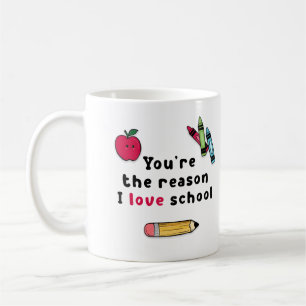Du bist der Grund, warum ich die Schule liebe Lehr Kaffeetasse