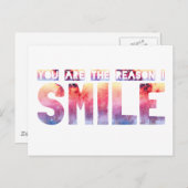 Du bist der Grund, warum ich lächle Postkarte (Vorne/Hinten)