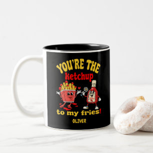 Du bist der Ketchup zu meinem Niedlichen Cartoon Zweifarbige Tasse