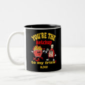 Du bist der Ketchup zu meinem Niedlichen Cartoon Zweifarbige Tasse (Links)