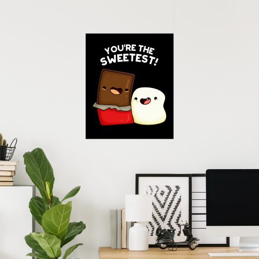 Du bist der süßeste Funny Snack Pun Dark BG Poster (Heimbüro)
