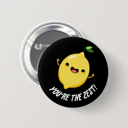 Du bist der Zest Funny Lemon Pun Dark BG Button (Vorne & Hinten)