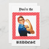 Du bist die Baddest Rosie the Riveter Card Einladung (Vorne/Hinten)