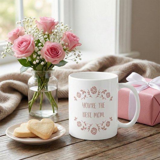 "Du bist die beste Mutter" Süße rosa florale Tasse