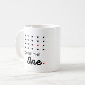 Du bist die Eins, Schwarze und Rote Herzen Kaffeetasse (Vorderseite Links)