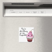"Du bist die Kirsche auf meinem Cupcake!" Kawaii M Magnet (In Situ (Geschirrspüler))