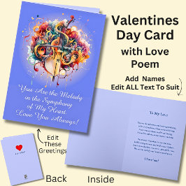Du bist die Melodie in My Valentines + Liebe Gedic Karte