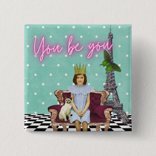 Du bist du, die die Kunst des Pops der Mädchen bes Button (Vorderseite)