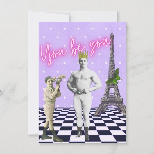 Du bist du funky Vintage Strongman Flat Card (Vorderseite)
