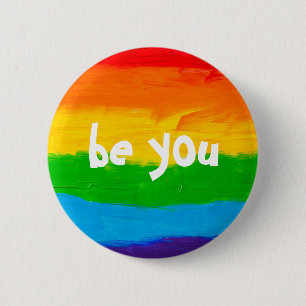 Du bist du Rainbow Colors Gay Lesbian LGBT  Button