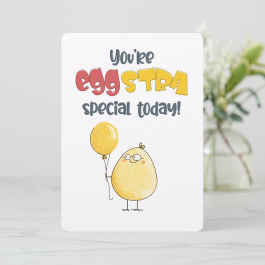 Du bist Eggstra Special heute! Eine Cracking Fun C Einladung (Stehend Vorderseite)