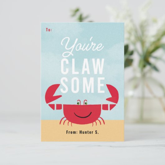 Du bist ein Claw-some Crab Beach Classroom Valenti Einladung (Stehend Vorderseite)