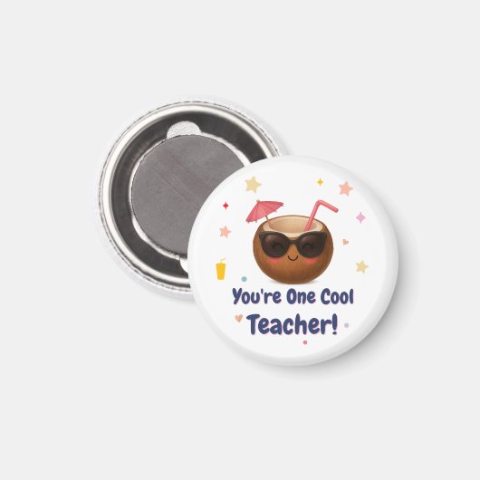 Du bist ein Cooler Lehrer - Funny Coconut Magnet (Vorderseite/Rückseite)