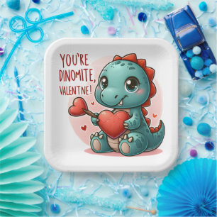 Du bist ein Dinomite Valentinstag Süßer Dinosaurie Pappteller