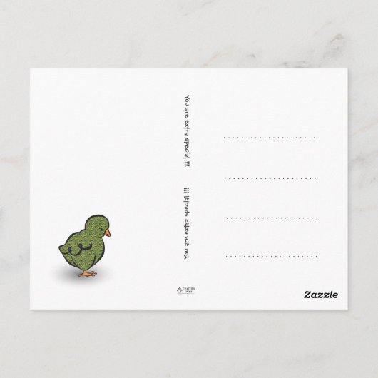 Du bist ein Extra-Special! Küken oder Pfau? humorv Postkarte (Rückseite)