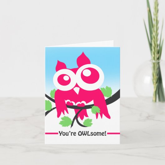 Du bist ein Freund Niedlich Pink Owl Karte (Vorderseite)