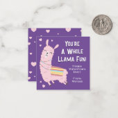 Du bist ein ganzer Lama-Spaß-Klassenzimmer Valenti Mitteilungskarte (Vorderseite/Rückseite Beispiel)