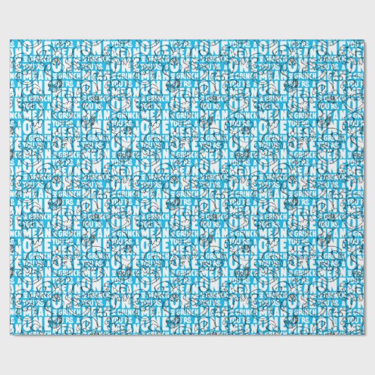 Du bist ein Gemeines Mr. Grinch Blue Pattern Geschenkpapier (Flach)