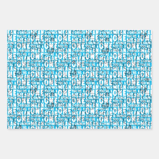 Du bist ein Gemeines Mr. Grinch Blue Pattern Geschenkpapier Set (Vorderseite 2)