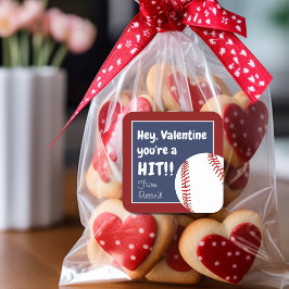 Du bist ein Hit-Valentine-Baseball-Gefallen Quadratischer Aufkleber