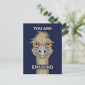 Du bist ein lustiger Emu Pun Postkarte (Stehend Vorderseite)