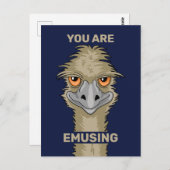 Du bist ein lustiger Emu Pun Postkarte (Vorne/Hinten)