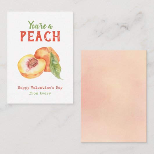 Du bist ein Peach Kids School Valentine's Day Card Begleitkarte (Vorne/Hinten)