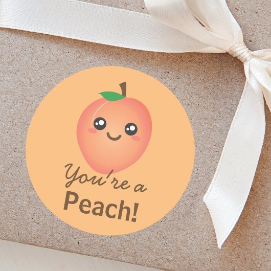 Du bist ein Peach Sweet Kawaii Niedlich Funny Fein Runder Aufkleber