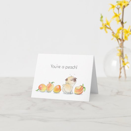 Du bist ein Pfirsichel-Mops Karte (Gelbe Blume)