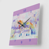 Du bist ein schönes Einhorn! Rainbow Girls Quadratische Wanduhr (Winkel)