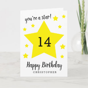 Du bist ein Star 14. Geburtstag Karte