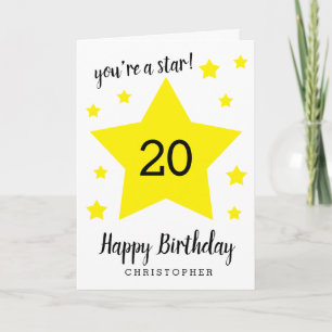 Du bist ein Star 20. Geburtstag Karte