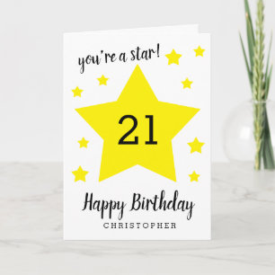 Du bist ein Star 21. Geburtstag Karte