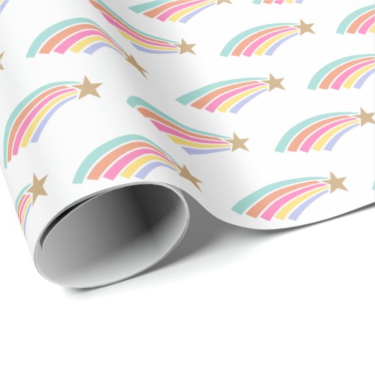Du bist ein Star! Rainbow Shooting Star Geschenkpapier (Rolleneckpunkt)