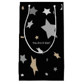 Du bist ein Stern! Elegantes modernes Schwarz Kleine Geschenktüte (Vorderseite)
