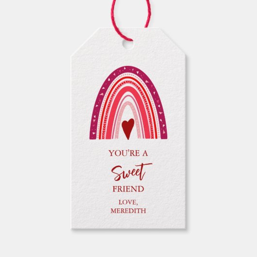 Du bist ein süßer Freund Valentine Boho Rainbow Geschenkanhänger (Vorderseite)