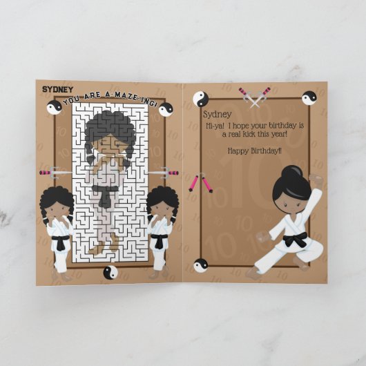 Du bist eine A-Maze-ing Black Girls Karate Birthda Karte (Innenseite)