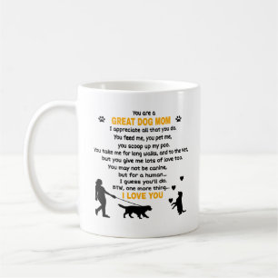 Du bist eine großartige Mama. Niedlicher Hund Kaffeetasse
