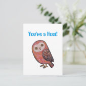 Du bist eine Hoot Funny Owl Postcard Niedlich Owl Postkarte (Stehend Vorderseite)