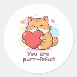 Du bist eine purr-fekte süße Katze Pun Valentine S Runder Aufkleber