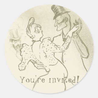 Du bist eingeladen | Lautrec - Tanzpärchen Runder Aufkleber